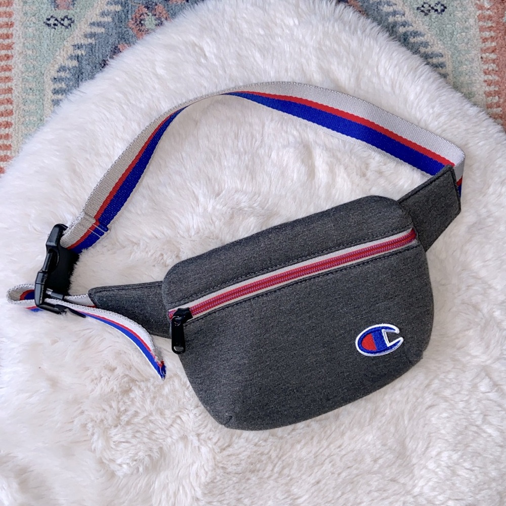 Champion belt bag jersey grey red blue white sporty athletic Fanny pack